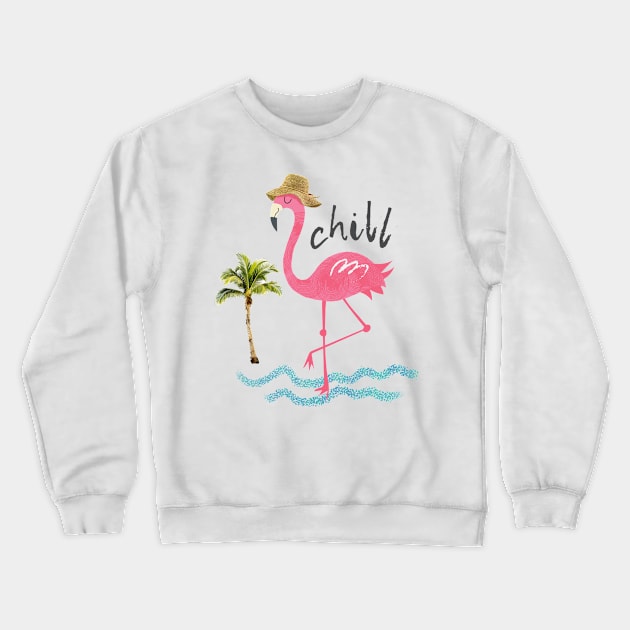 Chillin' flamingo Crewneck Sweatshirt by tfinn